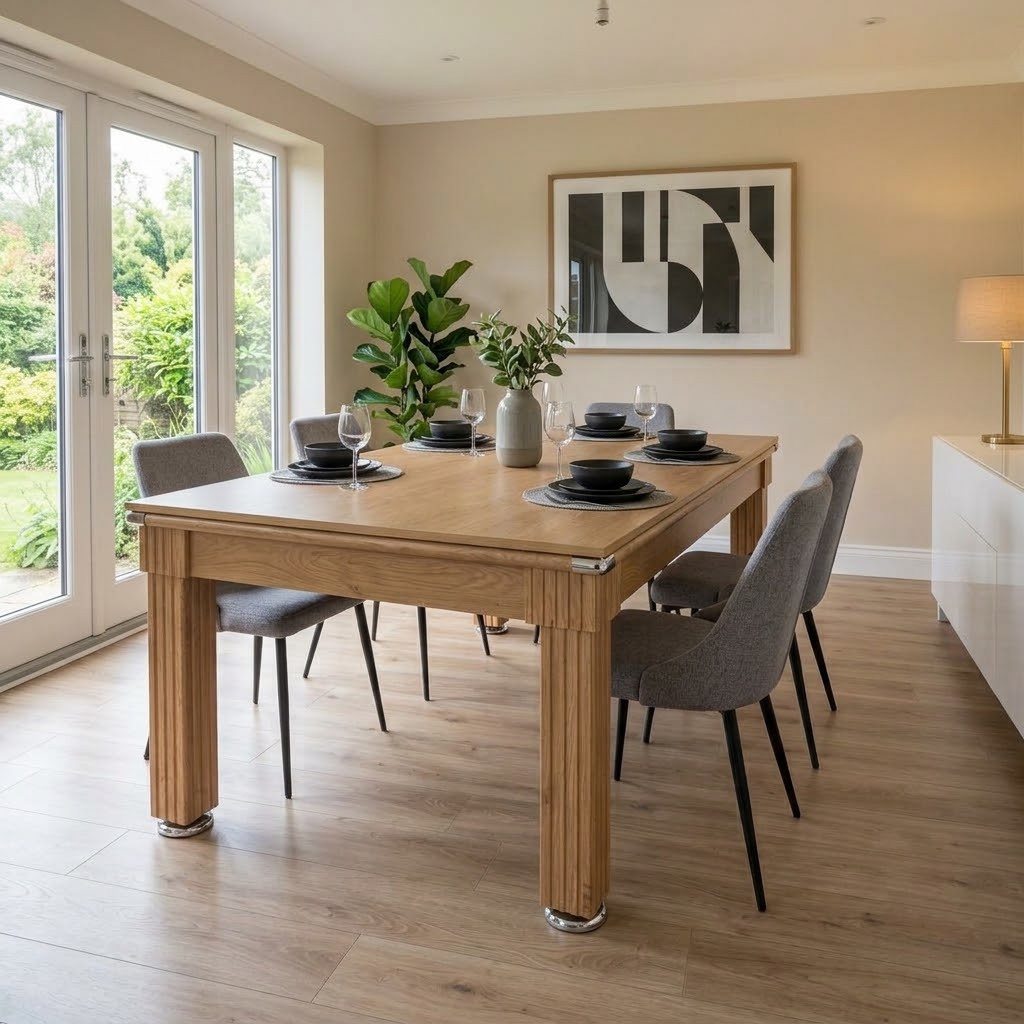 Aintree Oak Slate Pool Dining Table - Home Pool Tables Direct - oakaintreeraw