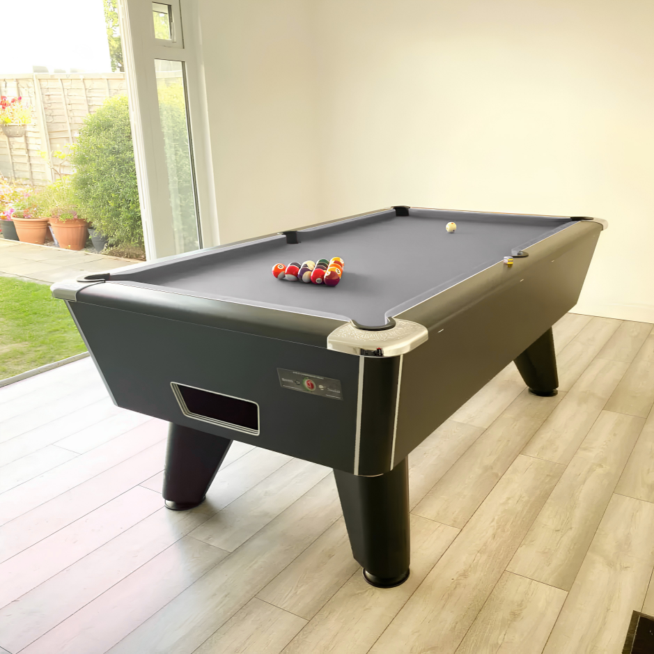 7ft Supreme Winner - Black Pearl - Grey Strachan Cloth - Home Pool Tables Direct - winnerbpgrey2